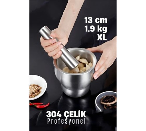 XL 13 CM Sarımsak Ezici Sarımsak Havanı 304 Paslanmaz Çelik XL 13 CM Sarımsak Ezici Sarımsak Havanı 304 Paslanmaz Çelik