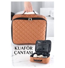 Kuaför Çantası Kapitone Deri Berber Çantası Makyöz Ekipman Çantası TABA