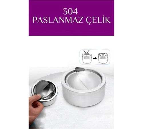 Kapaklı Paslanmaz Yuvarlak Küllük - Kapaklı 304 Çelik Kül Tablası - Kafe Küllüğü Restoran Küllüğü Kapaklı Paslanmaz Yuvarlak Küllük - Kapaklı 304 Çelik Kül Tablası - Kafe Küllüğü Restoran Küllüğü