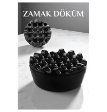 Kapaklı Zamak Döküm Yuvarlak Küllük Metal Kül Tablası - Kafe Küllüğü SİYAH