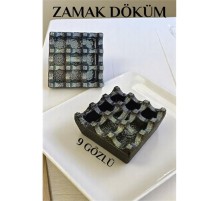 Kapaklı Zamak Döküm Kare Küllük Metal Kül Tablası - Kafe Küllüğü SARI-KAHVE