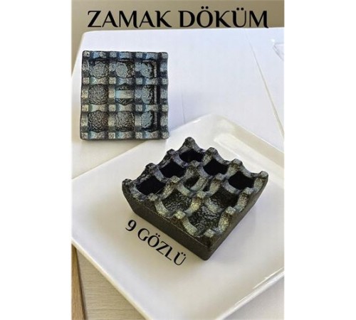 Kapaklı Zamak Döküm Kare Küllük Metal Kül Tablası - Kafe Küllüğü SARI-KAHVE Kapaklı Zamak Döküm Kare Küllük Metal Kül Tablası - Kafe Küllüğü SARI-KAHVE