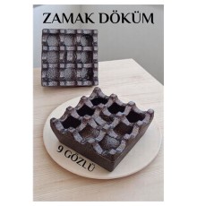 Kapaklı Zamak Döküm Kare Küllük Metal Kül Tablası - Kafe Küllüğü KAHVE