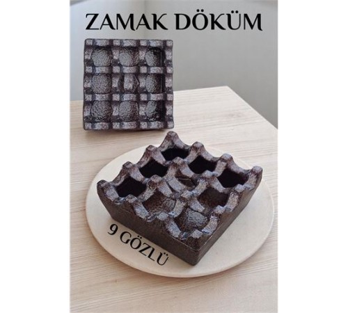 Kapaklı Zamak Döküm Kare Küllük Metal Kül Tablası - Kafe Küllüğü KAHVE Kapaklı Zamak Döküm Kare Küllük Metal Kül Tablası - Kafe Küllüğü KAHVE