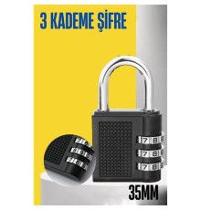 Şifreli Asma Kilit 3 Kademe 35 mm