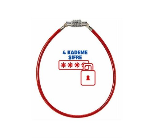 4 Kademe Şifreli 50 cm Bisiklet Kilidi