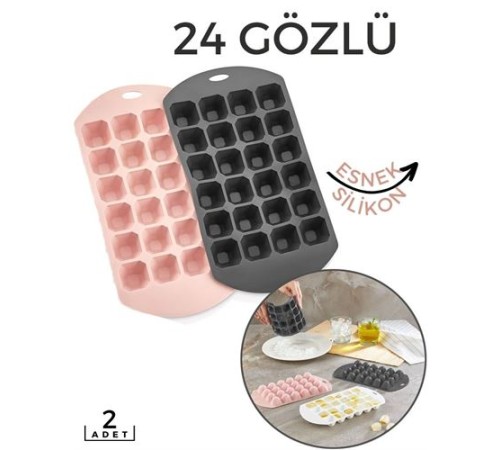 Hızlı Buz Kalıbı 2 li 24 Bölme Esnek Silikon Sauvage Design Hızlı Buz Kalıbı 2 li 24 Bölme Esnek Silikon Sauvage Design