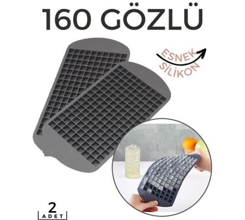 Hızlı Mini Buz Kalıbı 2 li 160 Bölme Esnek Silikon Hızlı Mini Buz Kalıbı 2 li 160 Bölme Esnek Silikon