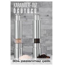 2'li Karabiber Tuz Öğütücü Profesyonel 304 Paslanmaz Çelik Manuel Baharat Değirmeni