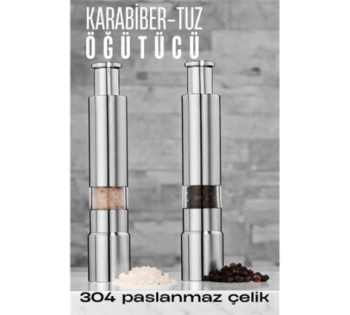 2'li Karabiber Tuz Öğütücü Profesyonel 304 Paslanmaz Çelik Manuel Baharat Değirmeni 2'li Karabiber Tuz Öğütücü Profesyonel 304 Paslanmaz Çelik Manuel Baharat Değirmeni