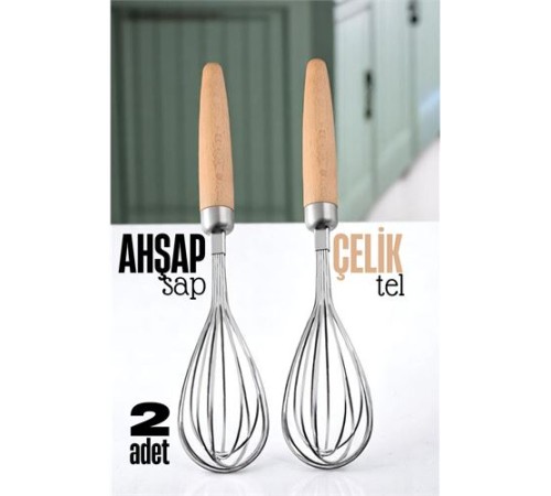 Ahşap Saplı Çelik Çırpıcı - Yumurta ve Sos Çırpıcı, Mutfak Çırpıcısı, Çırpma Teli Ahşap Saplı Çelik Çırpıcı - Yumurta ve Sos Çırpıcı, Mutfak Çırpıcısı, Çırpma Teli