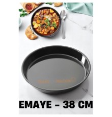 Emaye Fırın Tepsisi Siyah - Yuvarlak Emaye Fırın Tepsisi 38 Cm