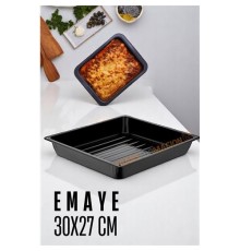 Emaye Fırın Tepsisi Siyah - Dikdörtgen Emaye Fırın Tepsisi 30X27 Cm