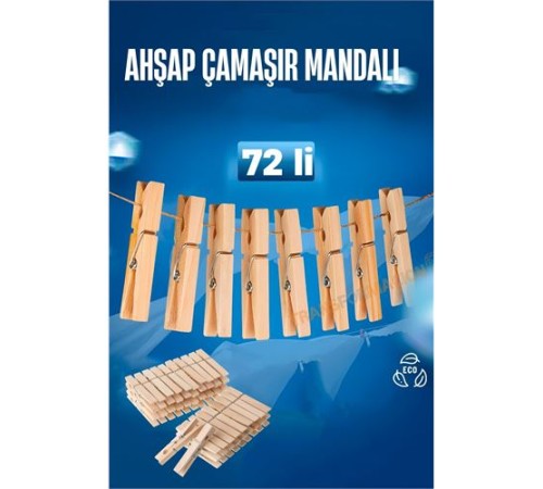 Ahşap Çamaşır Mandalı 72 ADET Ahşap Çamaşır Mandalı 72 ADET