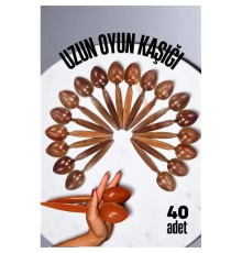 Uzun Oyun Kaşığı Halk Oyunu Kaşığı - Kına Kaşığı Uzun Saplı Zeybek Oyun Kaşığı 40 ADET