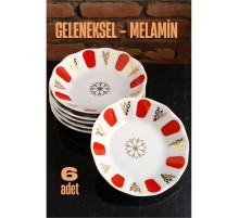 Melamin Çay Tabağı 6 Adet Geleneksel Türk Çay Bardağı Altlığı