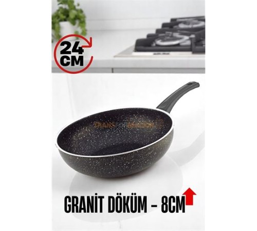 Granit Döküm 8 Cm Derin Wok Tava - Yapışmaz Wok Tava - 24 Cm Granit Döküm 8 Cm Derin Wok Tava - Yapışmaz Wok Tava - 24 Cm