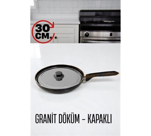 Granit Döküm Tava Paslanmaz Çelik Kapaklı -Yapışmaz Taban 30 Cm Granit Döküm Tava Paslanmaz Çelik Kapaklı -Yapışmaz Taban 30 Cm