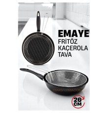 Fritözlü Emaye Kızartma Tavası- Kızartma Kaçerola Multi Kullanım  26 CM