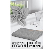 Çift Yüzeyli Profesyonel Microfiber Cam Bezi - Yüksek Kalite Temizlik Bezi  40 x 40 cm