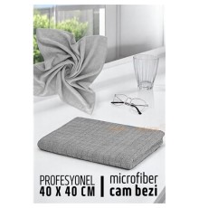 Çift Yüzeyli Profesyonel Microfiber Cam Bezi - Yüksek Kalite Temizlik Bezi  40 x 40 cm