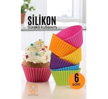 Silikon Muffin Kalıbı - Sürekli Kullanım Muffin Kek Kalıbı 6 ADET