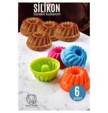 Silikon Göbekli Muffin CupCake Kalıbı - Sürekli Kullanım Muffin Kek Kalıbı 6 ADET