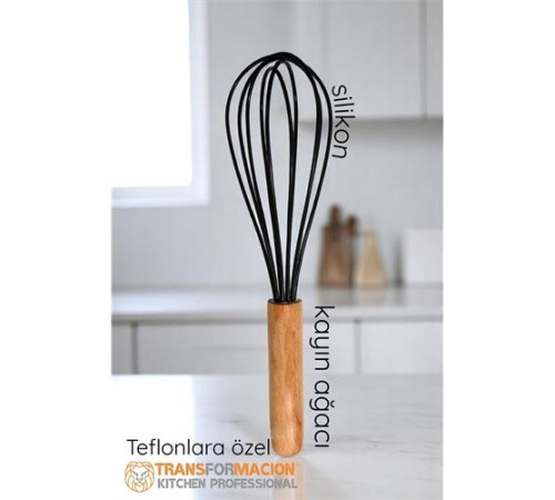Ahşap Saplı Silikon Çırpıcı - Yumurta ve Sos Çırpıcı, Mutfak Çırpıcısı, Çırpma Teli Ahşap Saplı Silikon Çırpıcı - Yumurta ve Sos Çırpıcı, Mutfak Çırpıcısı, Çırpma Teli