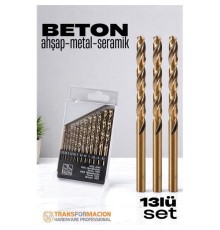 Beton Matkap Ucu Seti- Çelik Beton Metal Ahşap Matkap 13 lü SET