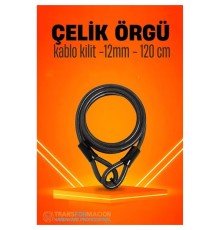 Çelik Örgü Kablo Kilit 12mm 120 cm Bisiklet Kilidi Motosiklet Kilidi Eşya Garaj Kilidi