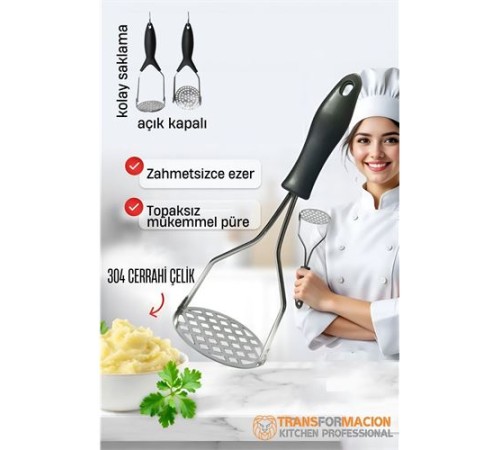 Patates Ezici 304 Paslanmaz Çelik Havuç Muz Avokado Ezici Patates Ezici 304 Paslanmaz Çelik Havuç Muz Avokado Ezici