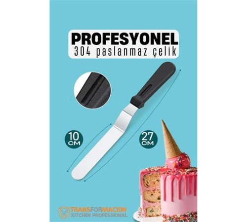 Pasta Spatulası Profesyonel 304 Paslanmaz Çelik 27 Cm Pasta Spatulası Profesyonel 304 Paslanmaz Çelik 27 Cm