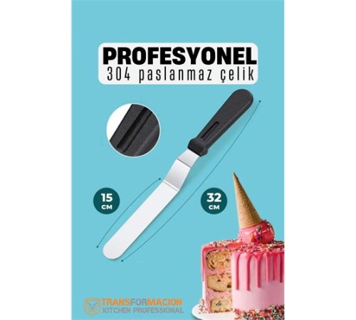 Pasta Spatulası Profesyonel 304 Paslanmaz Çelik 32 Cm Pasta Spatulası Profesyonel 304 Paslanmaz Çelik 32 Cm