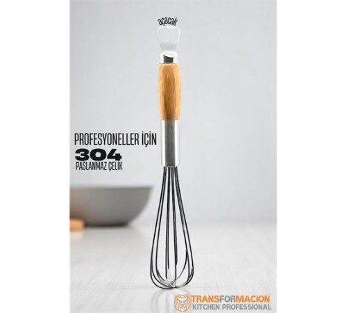 Ahşap Saplı Açacaklı Çırpıcı 304 Paslanmaz Çelik Yumurta ve Sos Çırpıcı Çırpma Teli Ahşap Saplı Açacaklı Çırpıcı 304 Paslanmaz Çelik Yumurta ve Sos Çırpıcı Çırpma Teli