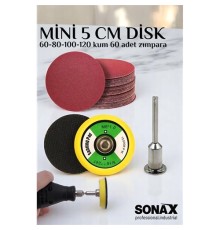 Pimli Mini Cırt Zımpara Taban Seti Gravür Ve Matkap Uyumlu 5 cm 60 Adet Zımparalı Set