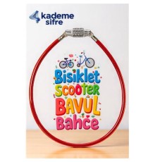 Şifreli Bisiklet Kilidi - 4 Kademe Şifreli Kablo Kilit - 50 cm Bavul Kilidi