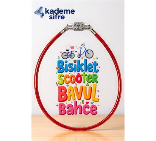 Şifreli Bisiklet Kilidi - 4 Kademe Şifreli Kablo Kilit - 50 cm Bavul Kilidi Şifreli Bisiklet Kilidi - 4 Kademe Şifreli Kablo Kilit - 50 cm Bavul Kilidi
