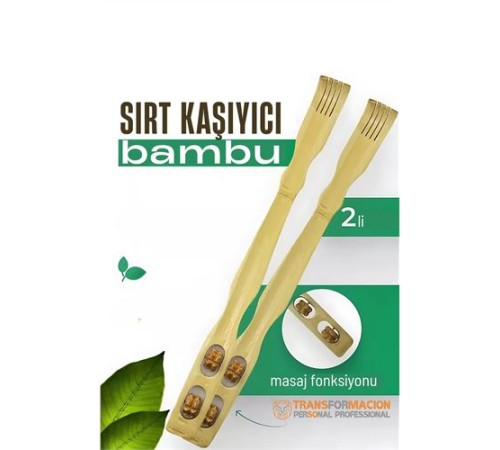 Masajlı Sırt Kaşıma Aparatı - Bambu Sırt Kaşıyıcı 2 li set