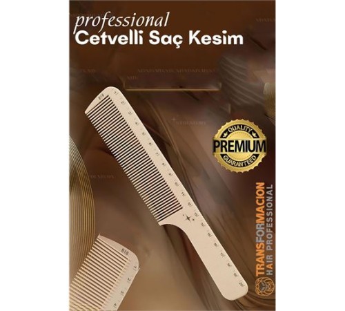 Cetvelli Saç Kesim Tarağı - Berber Kuaför Saç Kesim Tarağı Profesyonel