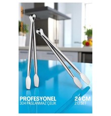 Mutfak Maşası - Mangal Barbekü Maşası - Izgara Maşası Tava Maşası Çelik  24 Cm