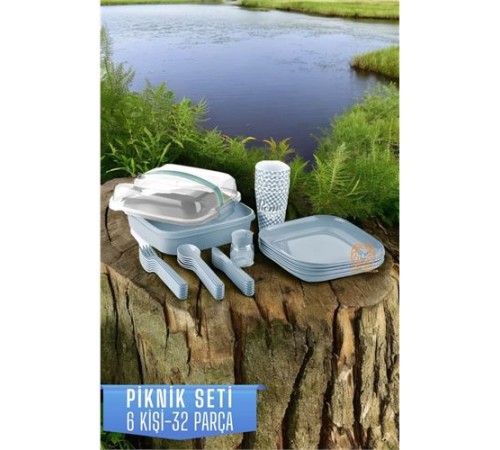 Piknik Seti 6 Kişilik 32 Parça MAVİ