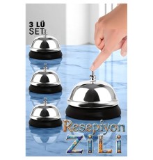 Resepsiyon Zili  - Resepsiyon ve Restoran İçin Zil - Resepsiyon Çağrı Zili 3 lü set
