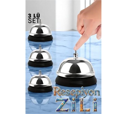 Resepsiyon Zili  - Resepsiyon ve Restoran İçin Zil - Resepsiyon Çağrı Zili 3 lü set