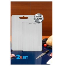 Kesim Tahtası - Profesyonel 304 Paslanmaz Çelik Doğrama Tahtası 2 Lİ SET