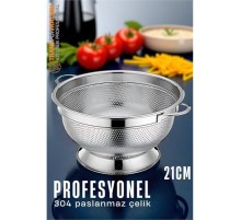Ayaklı Kevgir - 304 Paslanmaz Çelik Profesyonel Ayaklı Süzgeç 21 Cm
