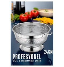 Ayaklı Kevgir - 304 Paslanmaz Çelik Profesyonel Ayaklı Süzgeç 24 Cm