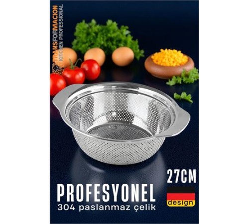Alman Tip Kevgir - 304 Paslanmaz Çelik Profesyonel Süzgeç 27 Cm Alman Tip Kevgir - 304 Paslanmaz Çelik Profesyonel Süzgeç 27 Cm