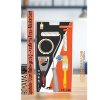 Boyama Seti - Spatula-10cm Rulo +yedeği -Kestirme Fırça-Maskeleme bant