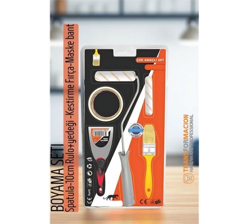 Boyama Seti - Spatula-10cm Rulo +yedeği -Kestirme Fırça-Maskeleme bant Boyama Seti - Spatula-10cm Rulo +yedeği -Kestirme Fırça-Maskeleme bant