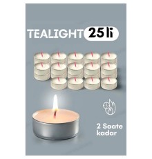 Tealight Mum 25 Adet - Kokusuz Dekoratif Mum
